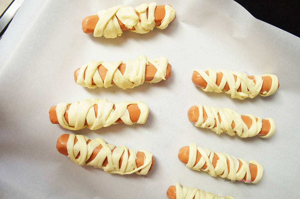 Wrapped Mummy Dogs Before Heating In Oven