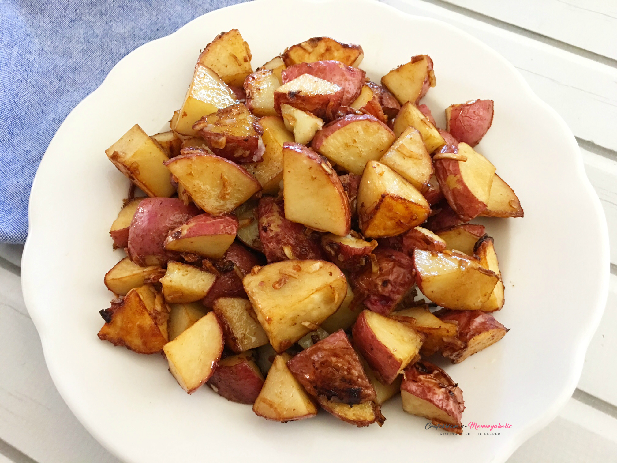 Oven Roasted Potatoes on Plate Horizontal