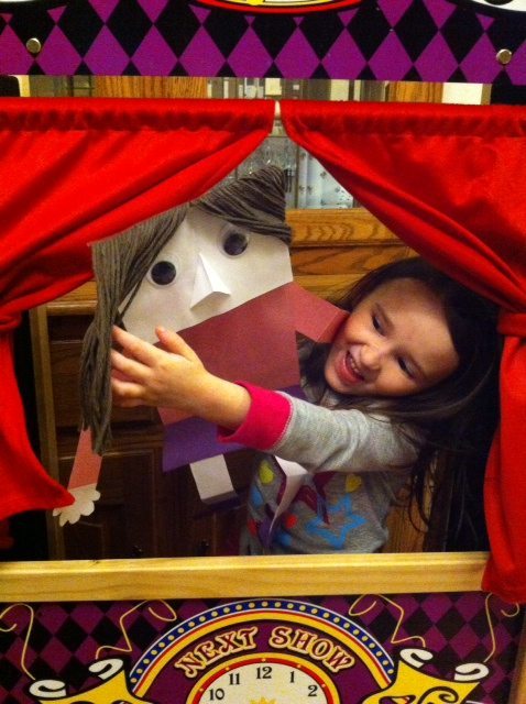 Paper Bag Puppet Time on a Cold, Snowy Day