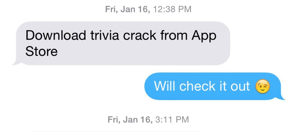 Trivia Crack Text Message