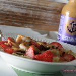 Tessemae’s Honey Balsamic Grilled Shrimp, Strawberry and Cranberry Gorgonzola Pasta Salad