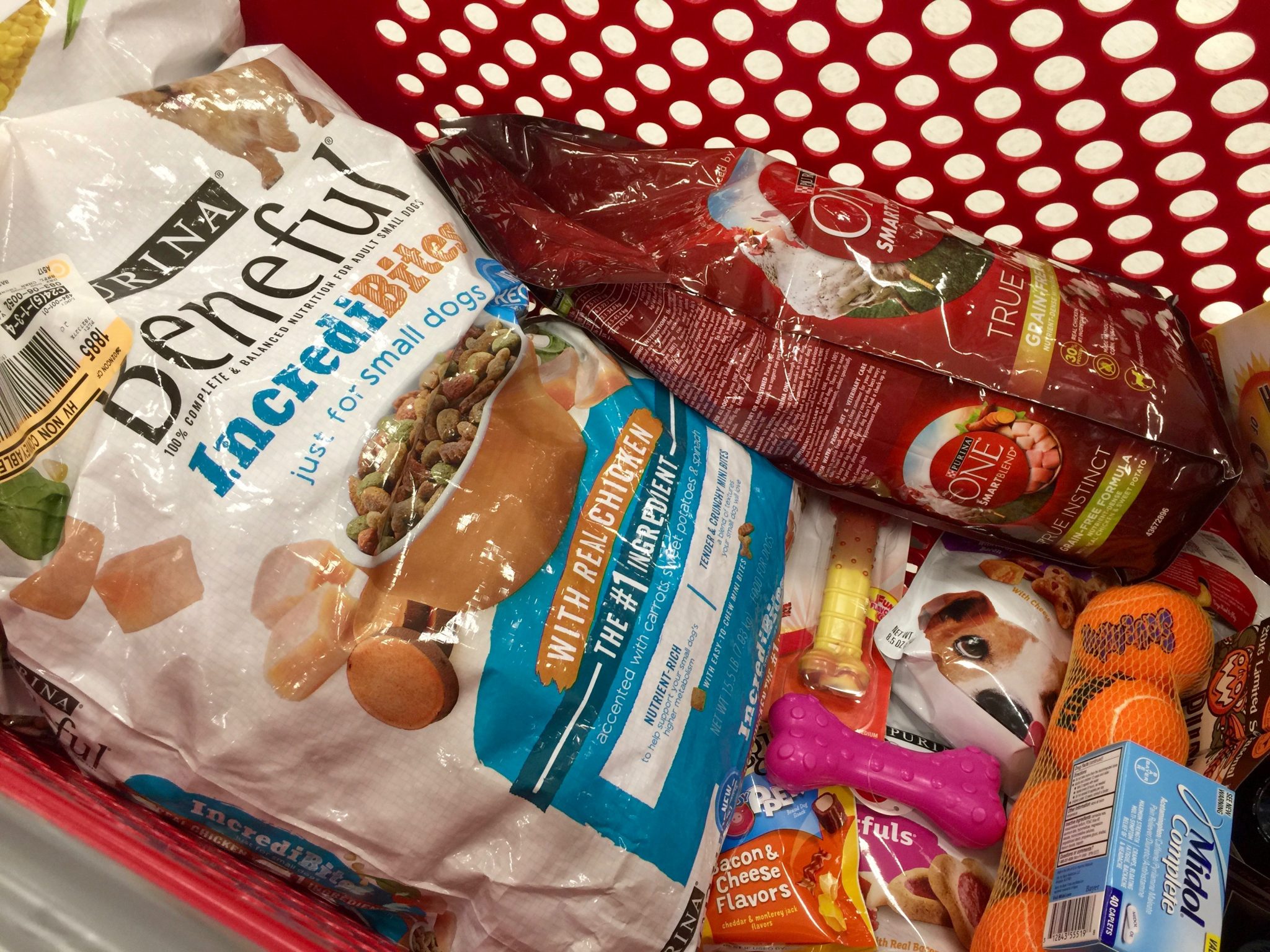 Target Shopping Cart with Purina Dog Products