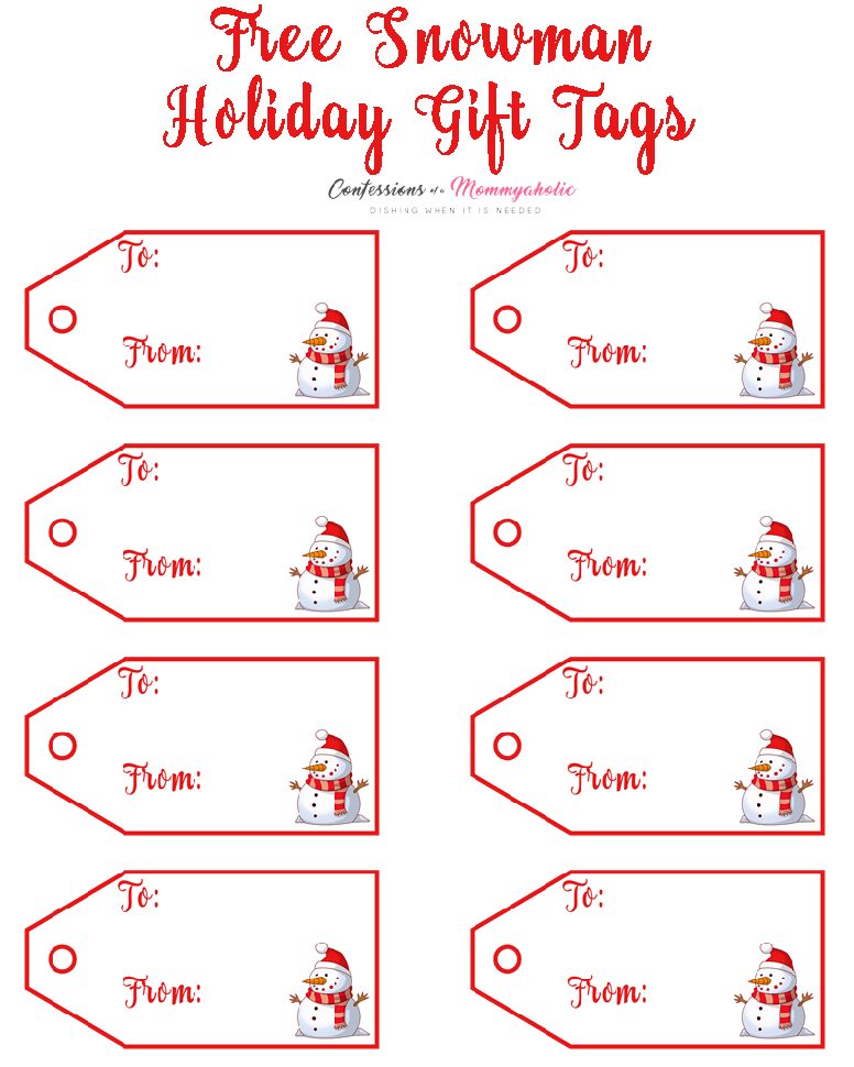 Snowman Gift Tags Printable Labels