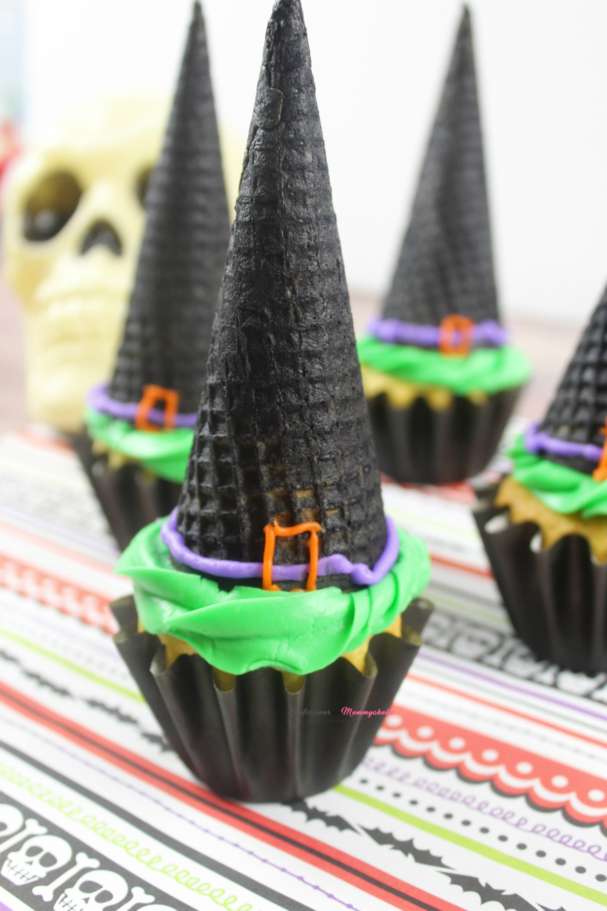 Halloween Witches Cupcakes Recipe Vertical Closeup