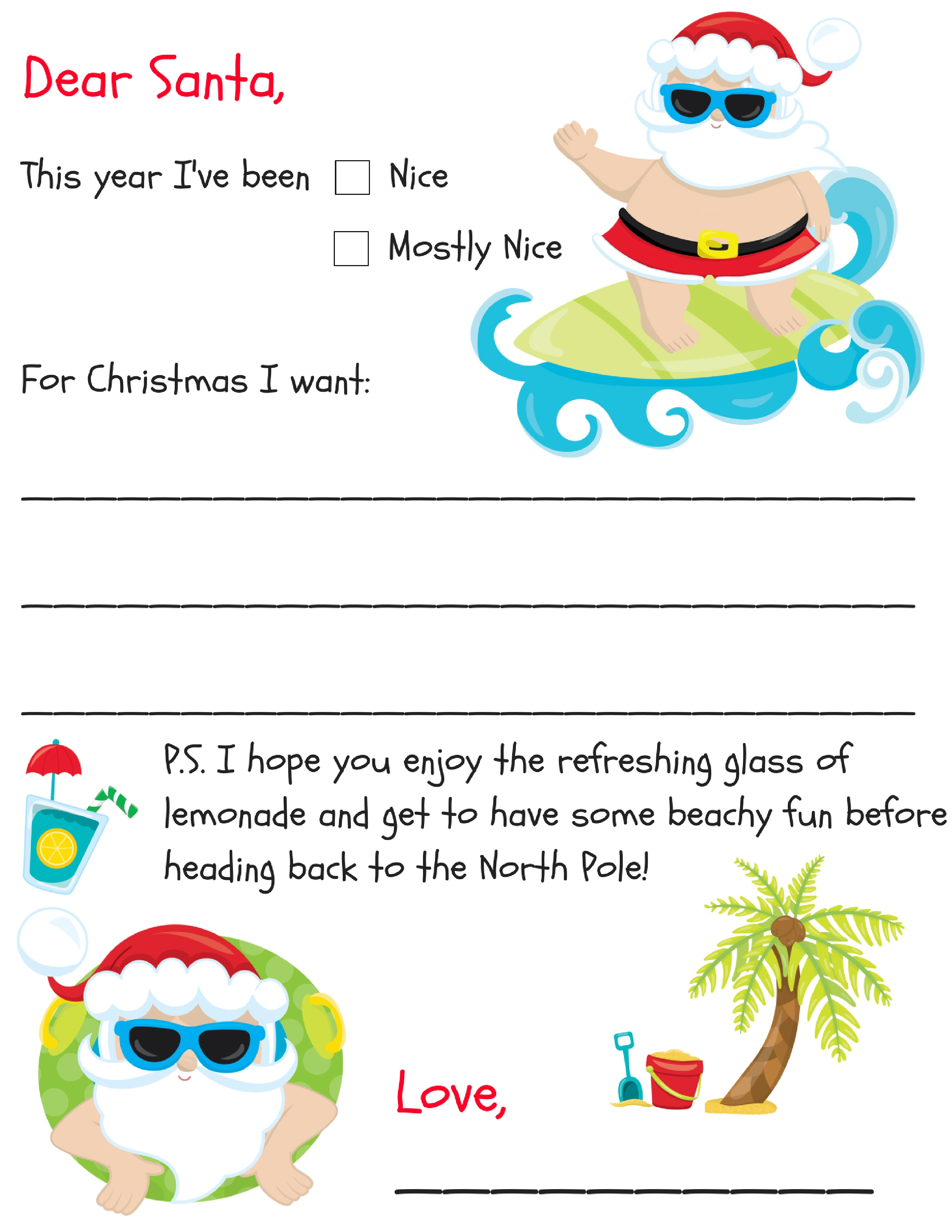 Dear Santa Letter (Beach Santa)
