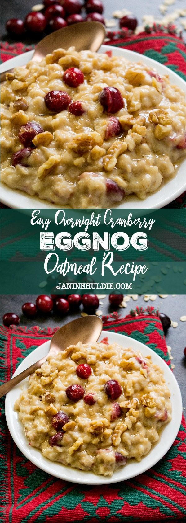 Easy Overnight Cranberry Eggnog Oatmeal Recipe