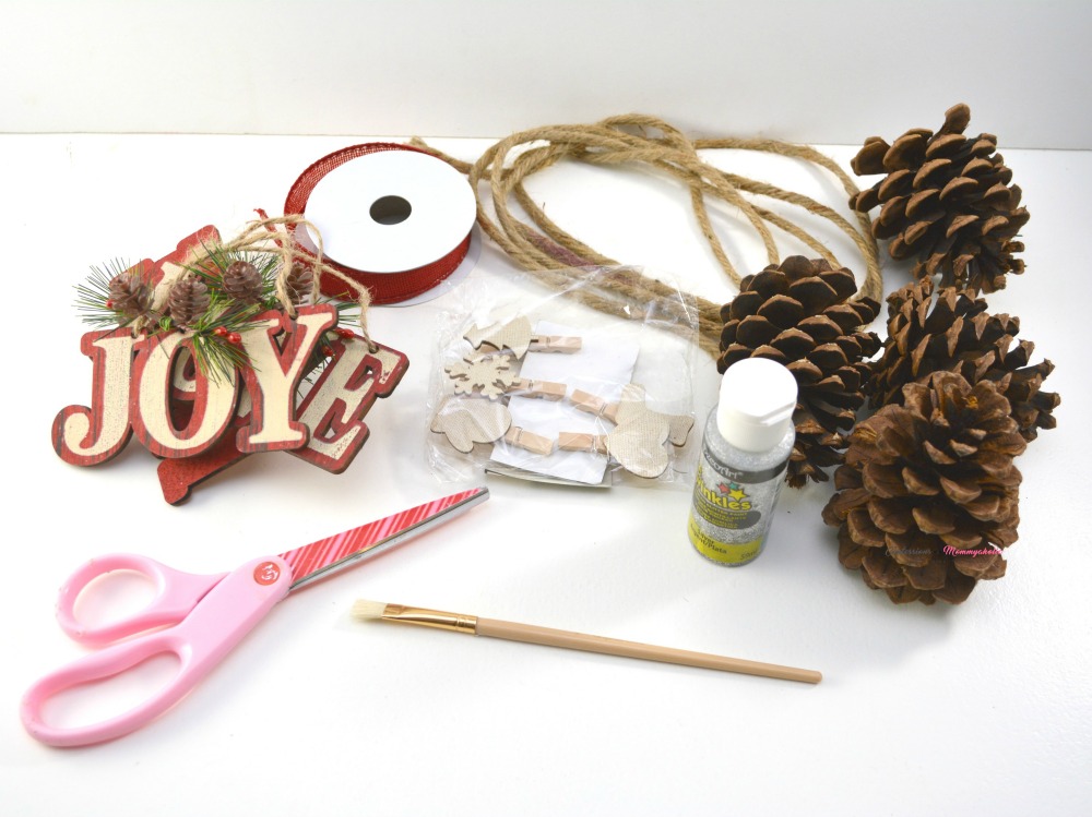 Supplies for Rustic Pinecone Garland