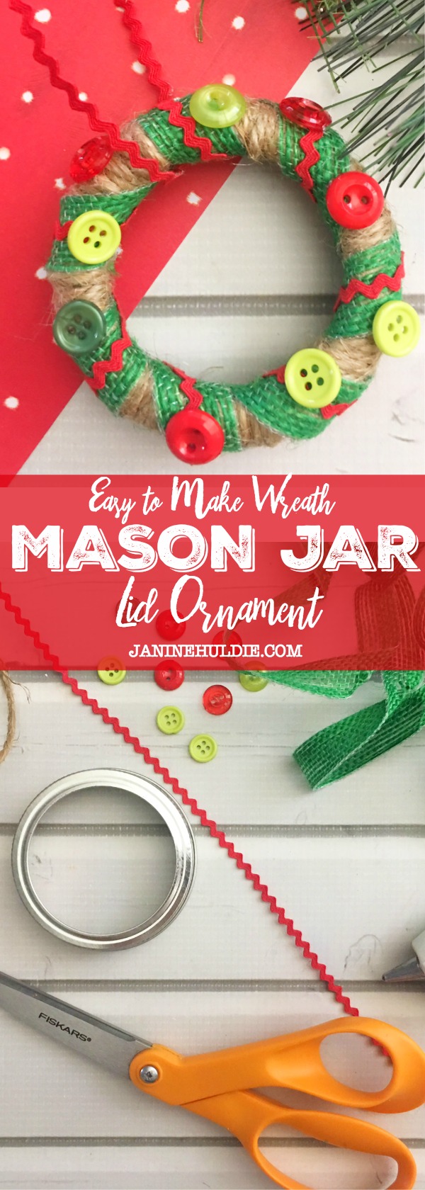 Wreath Mason Jar Lid Ornament