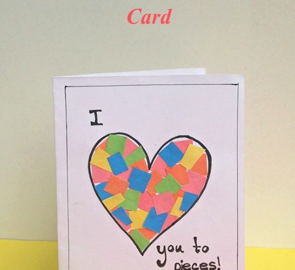 Easy Kids Craft Heart Pieces Card