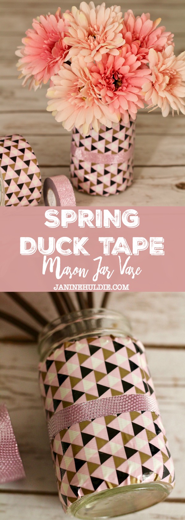Duck Tape Spring Mason Jar Vase