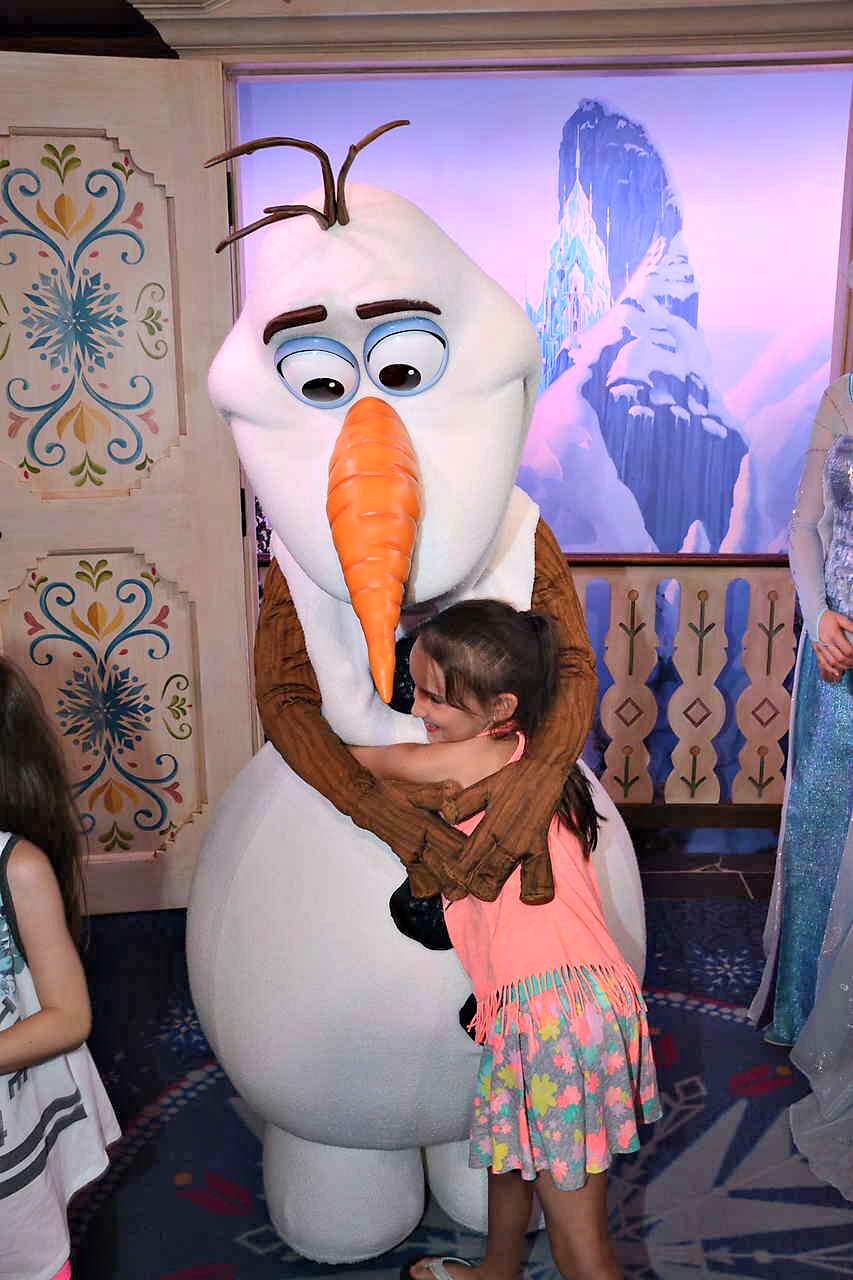 Walt Disney World Epcot DVC After Hours Event Hugging Olaf in Norway Pavillion