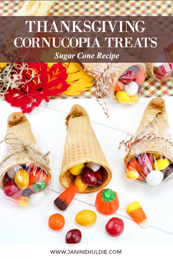 Thanksgiving Sugar Cone Cornucopia Treats Recipe Featured Image