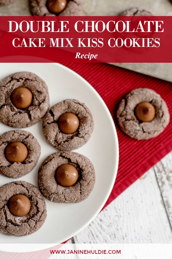 Double Chocolate Cake Mix Kiss Cookies Recipe Featured Image