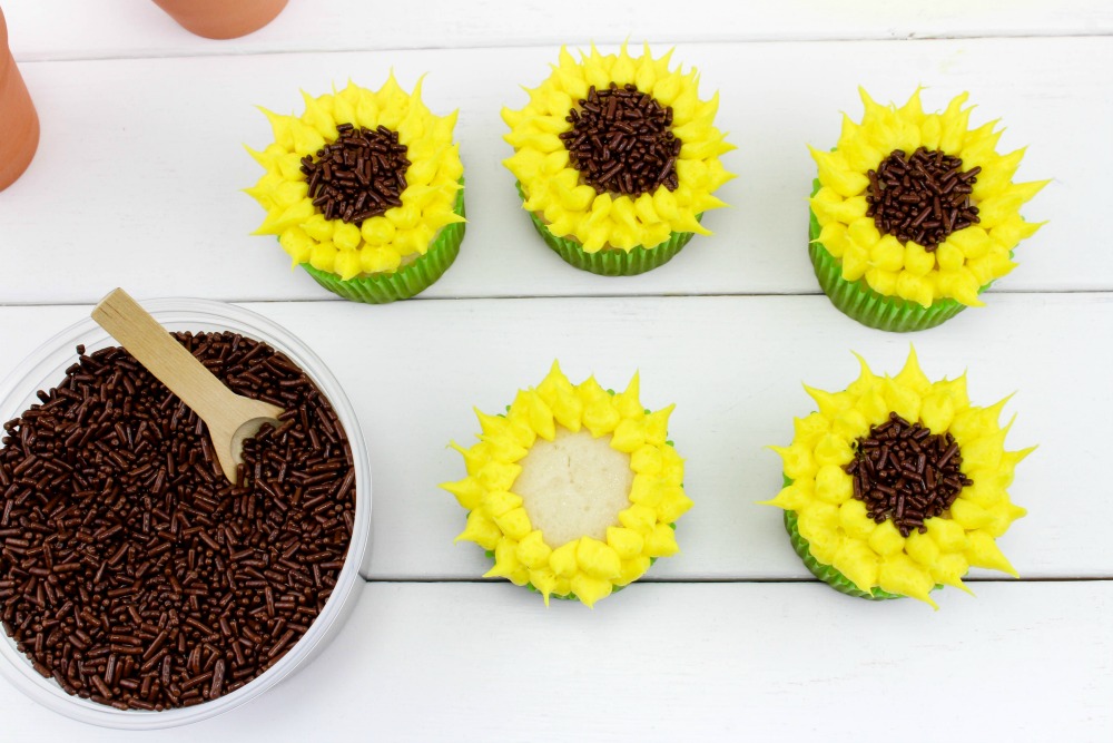 Sunflower Cupcakes In Process 3