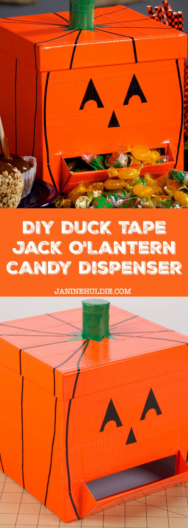 DIY Duck Tape Jack O Lantern Candy Dispenser