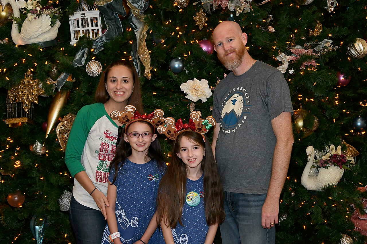 Disney World Grand Floridian Christmas Tree Family Photo