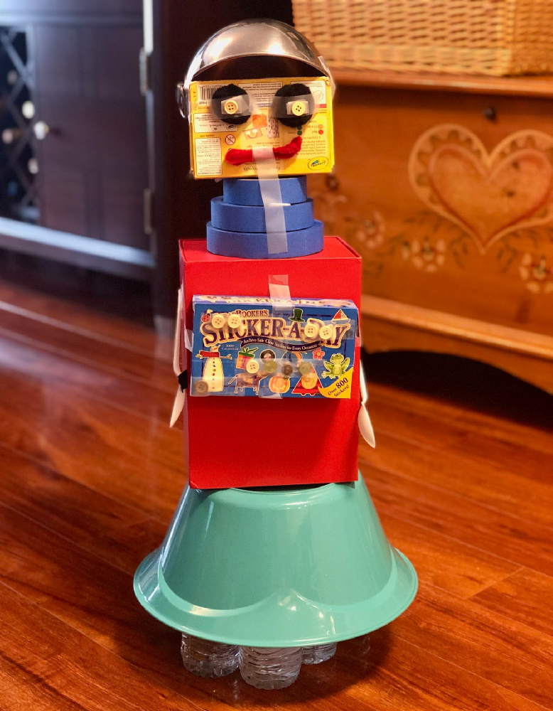 Recycled Robot for Distance Learning Art Class My Girls Recently Made Together
